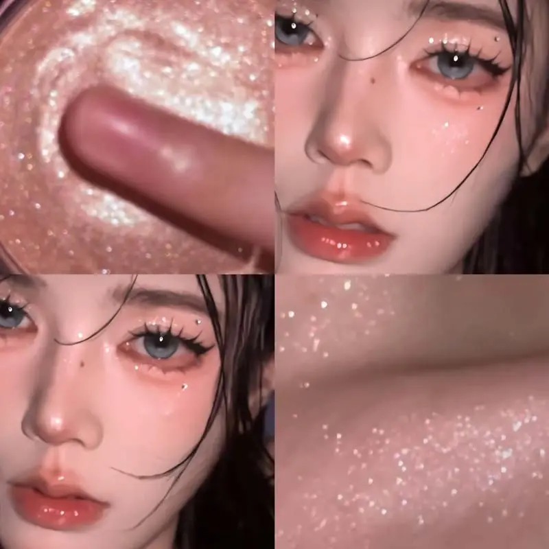 Diamond Sparkle Highlighter Cream Monochrome Shimmering Pearl Silver Face Contour Brighten Makeup Clear Glitter Flash Highlight