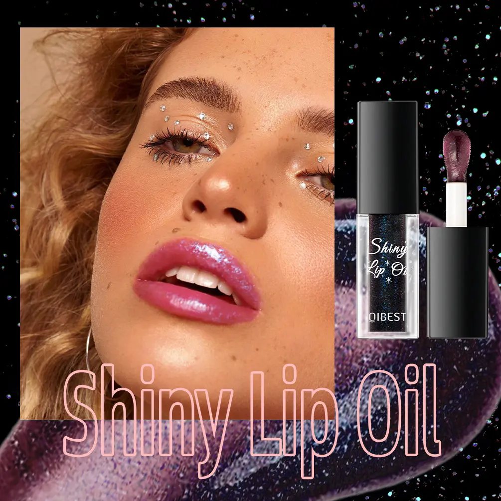 Black Pearlescent Color Changing Lip Gloss Shimmer Mirror Pink Shiny Lip Oil Moisturizing Non-sticky Sparkling Glitter Jelly Lip