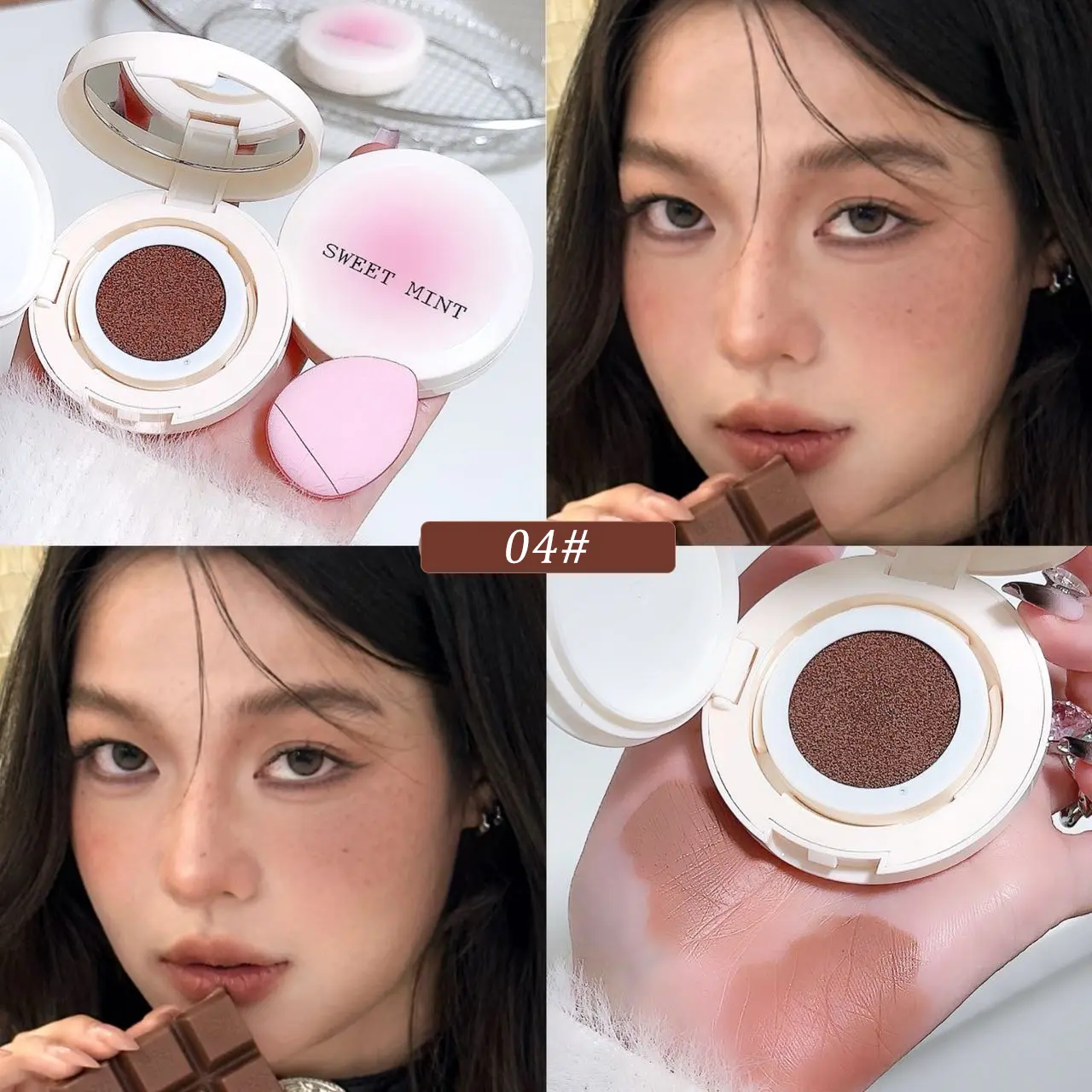 Peach Liquid Cheek Tint Cushion Puff Silky Liquid Powder Blusher Natural Face Brighten Orange Apricot Tint Blush Shading Rouge