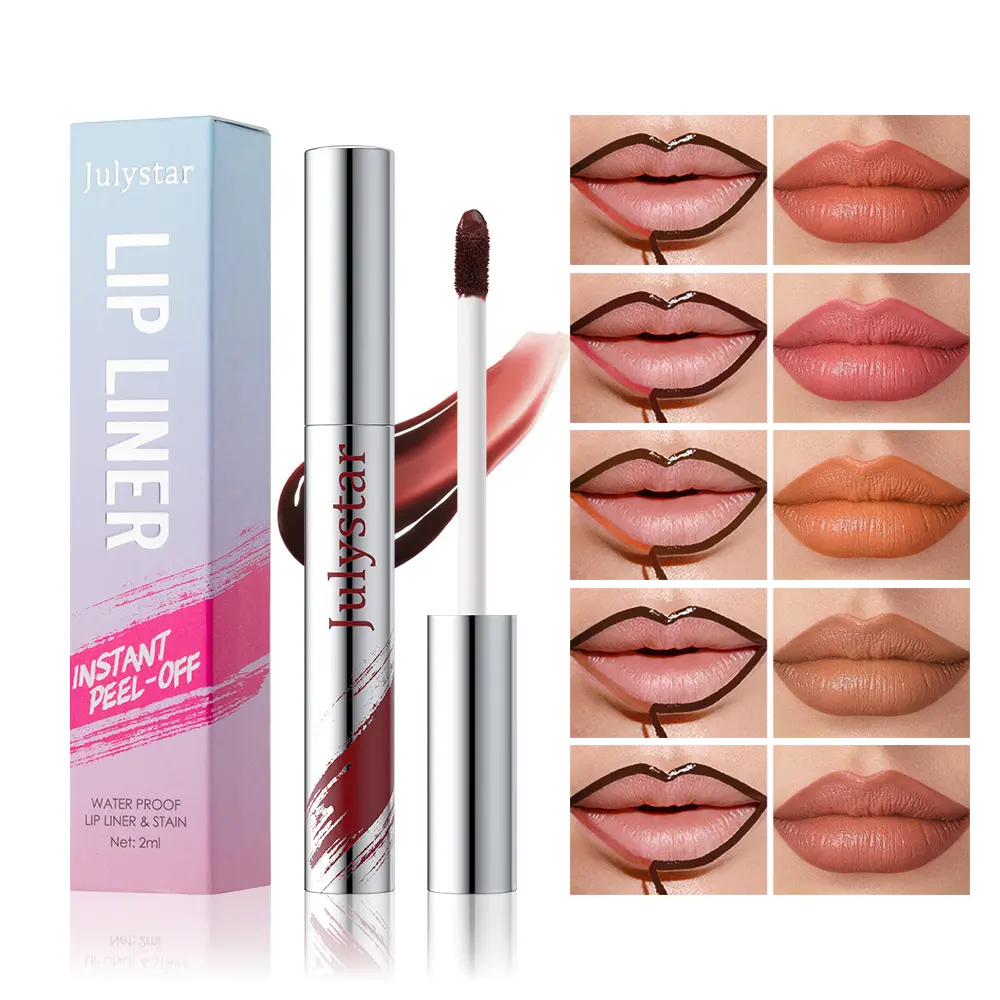 With Tweezers Instant Peel-off Lip Liner Stain Tattoo Lip Gloss Waterproof Tear-off Matte Lips Tint Red Brown Contour Stain