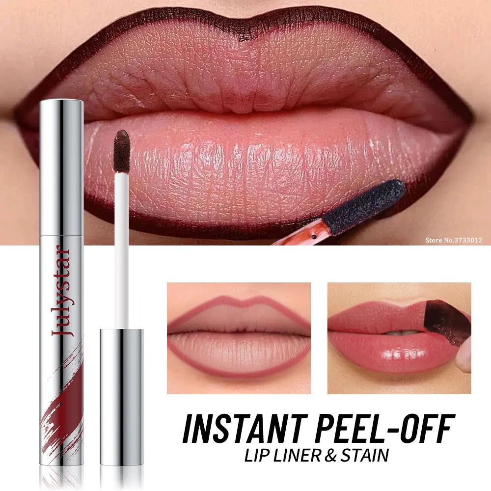 With Tweezers Instant Peel-off Lip Liner Stain Tattoo Lip Gloss Waterproof Tear-off Matte Lips Tint Red Brown Contour Stain