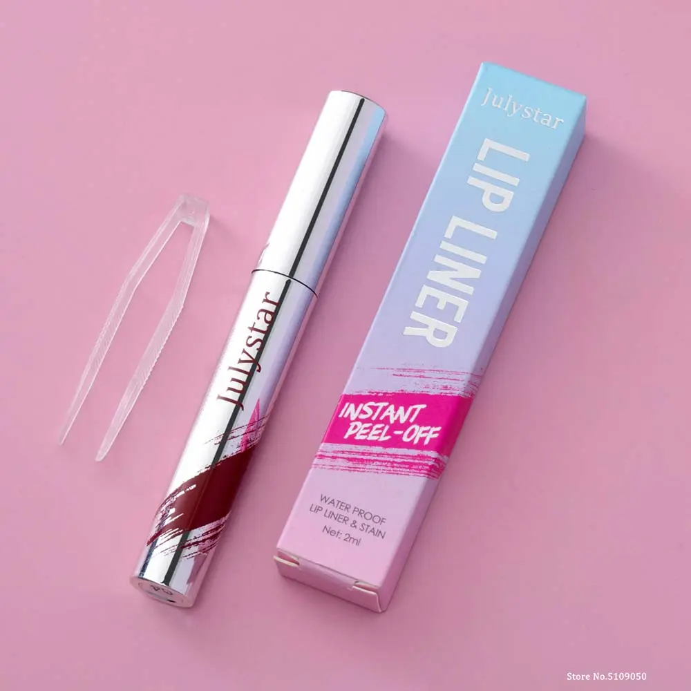 With Tweezers Instant Peel-off Lip Liner Stain Tattoo Lip Gloss Waterproof Tear-off Matte Lips Tint Red Brown Contour Stain