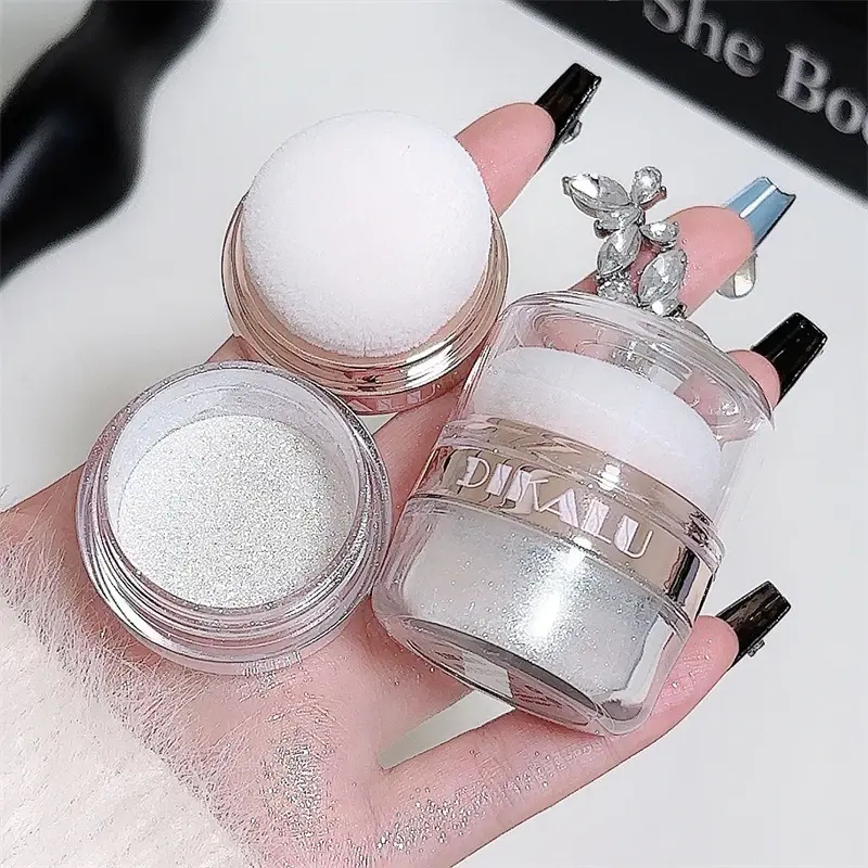 Fairy Powder Highlighter Patting Powder Moonlight White Body Shimmering Contour Blush Brightening Glitter Loose Powder Makeup