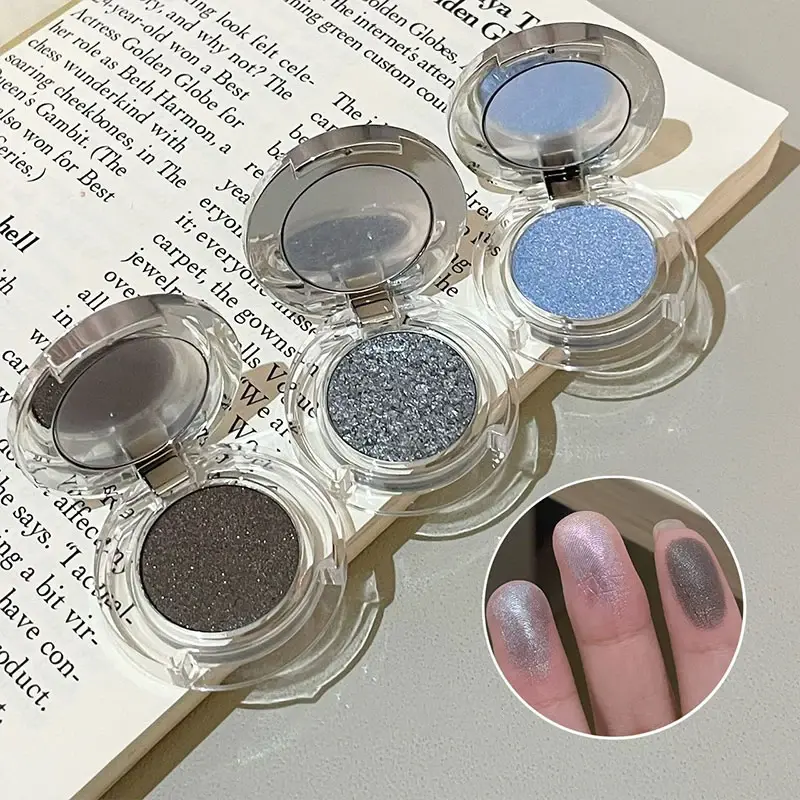 Diamond Grey Blue Highlighter Eyeshadow Palette Shine Pearlescent Face Body Brighten Glitter Natural Gloss Contour Makeup