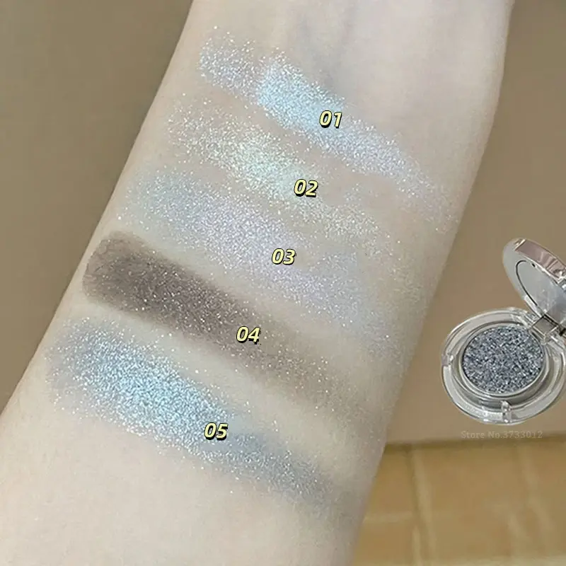 Diamond Grey Blue Highlighter Eyeshadow Palette Shine Pearlescent Face Body Brighten Glitter Natural Gloss Contour Makeup