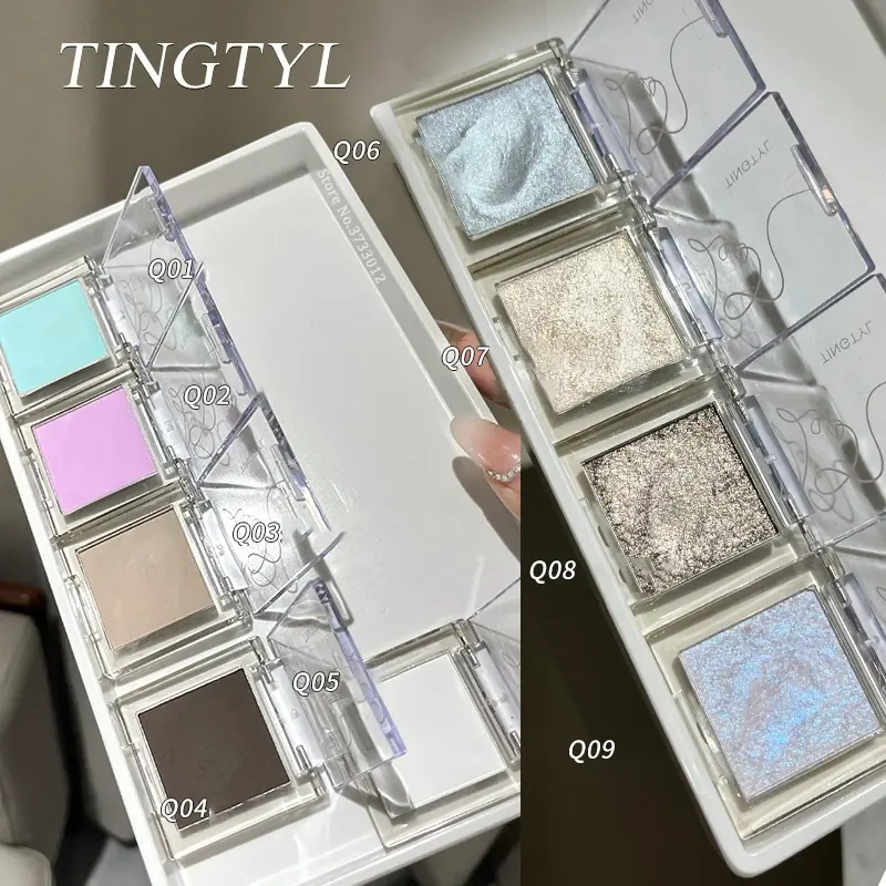 Dream Glittering Purple Eyeshadow Matte/Pearlescent Highlighter Makeup Monochrome Glossy Shiny Smoky Grey Eye Shadow Palette