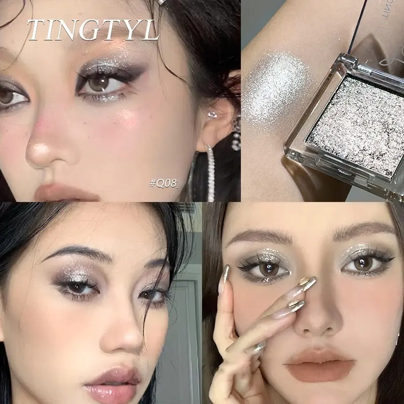 Dream Glittering Purple Eyeshadow Matte/Pearlescent Highlighter Makeup Monochrome Glossy Shiny Smoky Grey Eye Shadow Palette