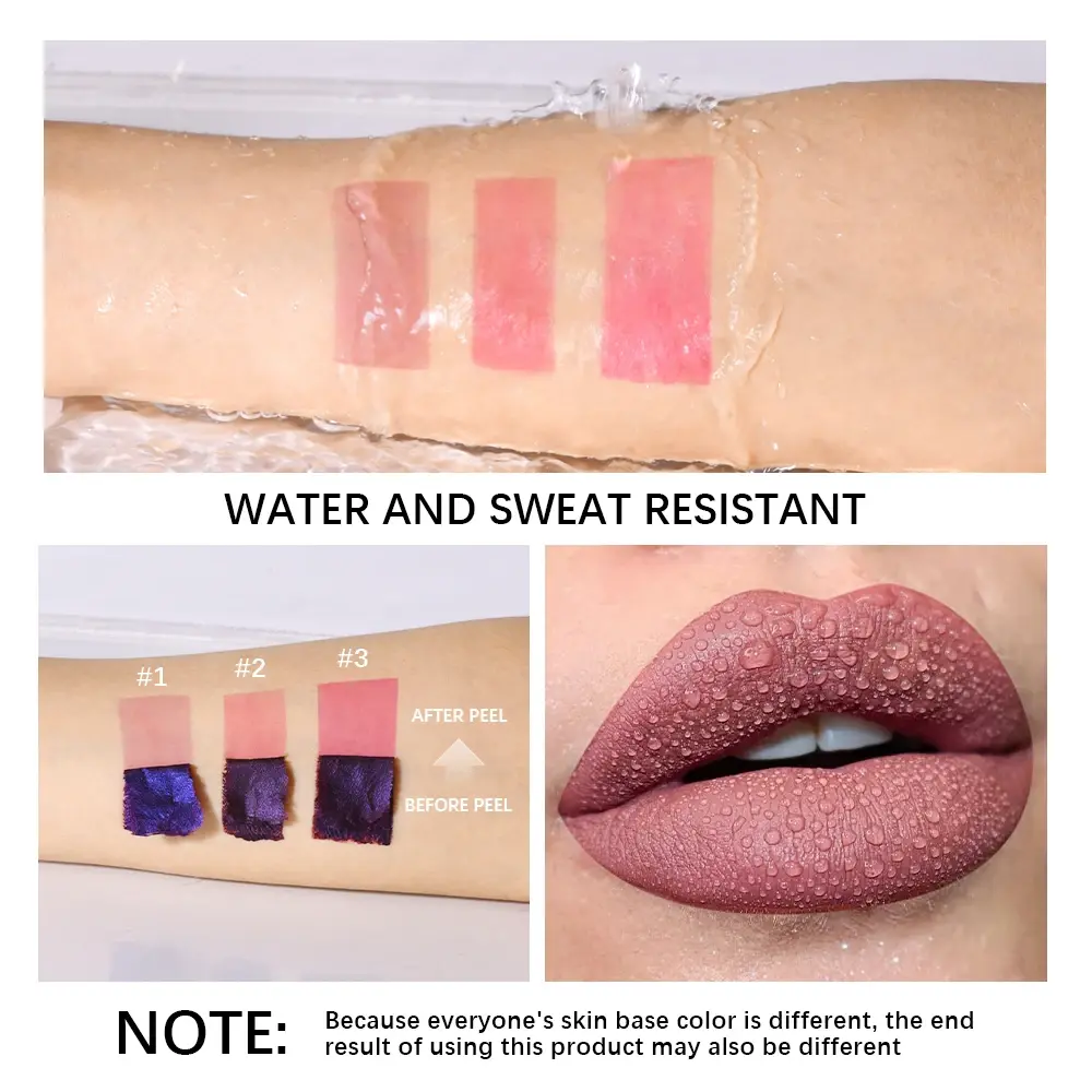 Metallic Tear-Off Lip Stain Matte Tattoo Dyed Lip Tint Peel-Off Liquid Lipstick Waterproof Lasting No Fading Lip Gloss Cosmetics
