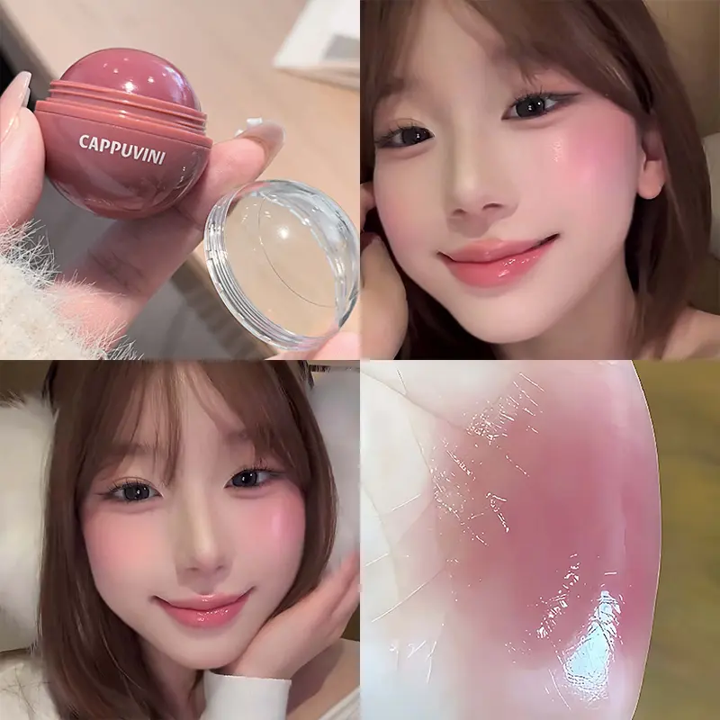 Moisturizing Juice Cheek Blush Ball Low Saturation Peach Pink Natural Ruddy Blusher Enhances Brighten Face Rouge Balm Makeup