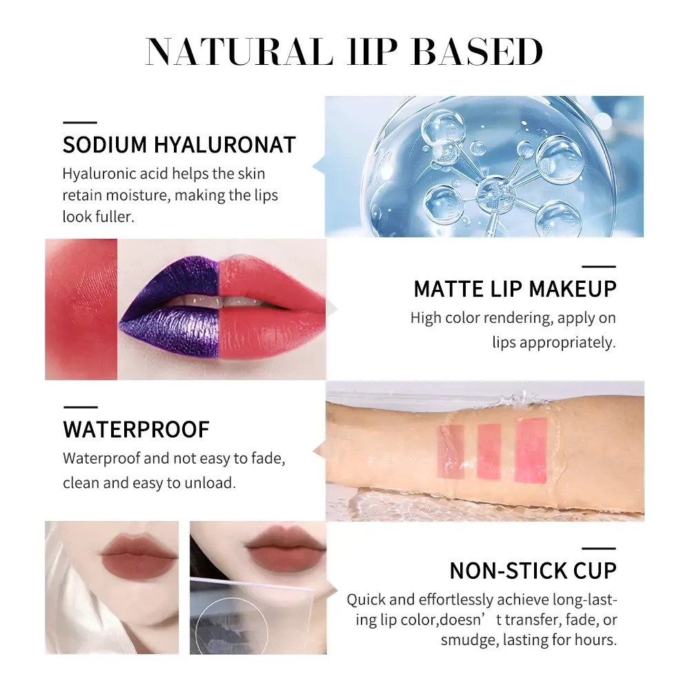 Metallic Tear-Off Lip Stain Matte Tattoo Dyed Lip Tint Peel-Off Liquid Lipstick Waterproof Lasting No Fading Lip Gloss Cosmetics