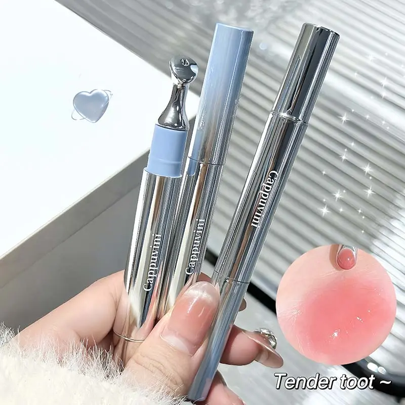 Mirror Gloss Serum Lip Glaze Metal Brush Head Glassy Water Light Lip Tint Oil Plumping Lipstick Moisturizer Non-sticky Makeup