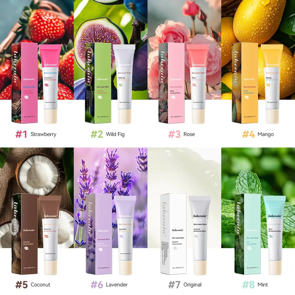 8 Scents Lip Balm Deep Moisturizing Coconut Strawberry Rose Plant Extract Gel Oil Lightening Lip Lines Nourishes Lip Care Makeup