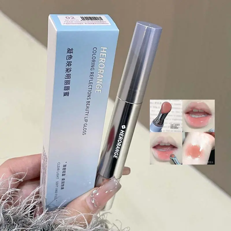 Metal Head Mirror Gloss Lip Tint Dyeing Water Light Jelly Raspberry Lip Gloss Moisturizer Fading Lip Lines Plumping Makeup