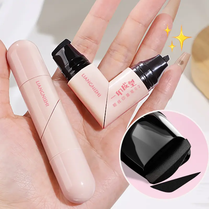 Left Right Stamp Eyeliner Pen Waterproof Triangle Tip Liquid Black Brown Eye Liner Extension Stamp Quick-drying Makeup Cosmetics