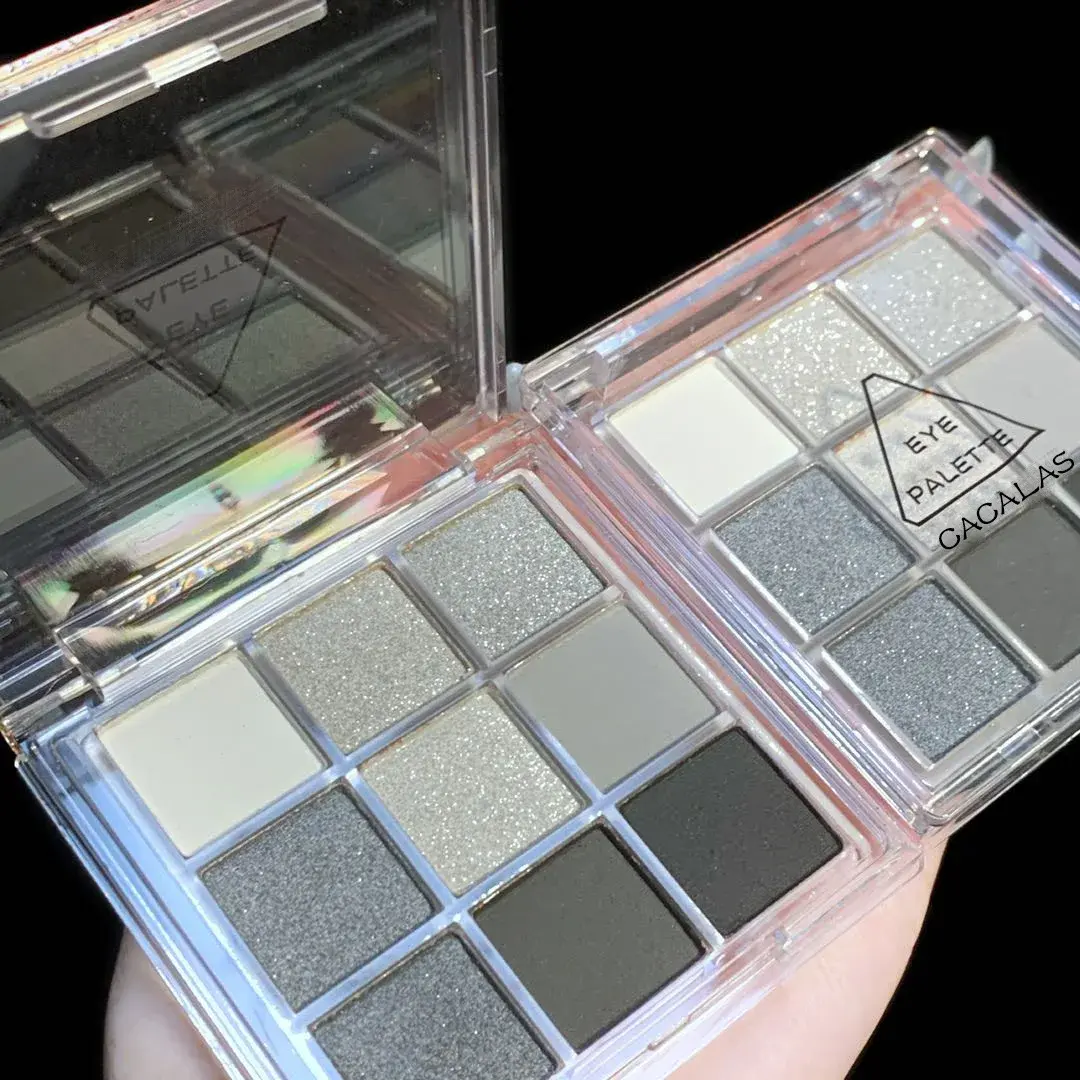 9 Colors Cool Toned Eyeshadow Palette Black Smokey Palette Matte Glitter Eyeshadow Palette Smoky Eye Shadow Eye Pigments Palett