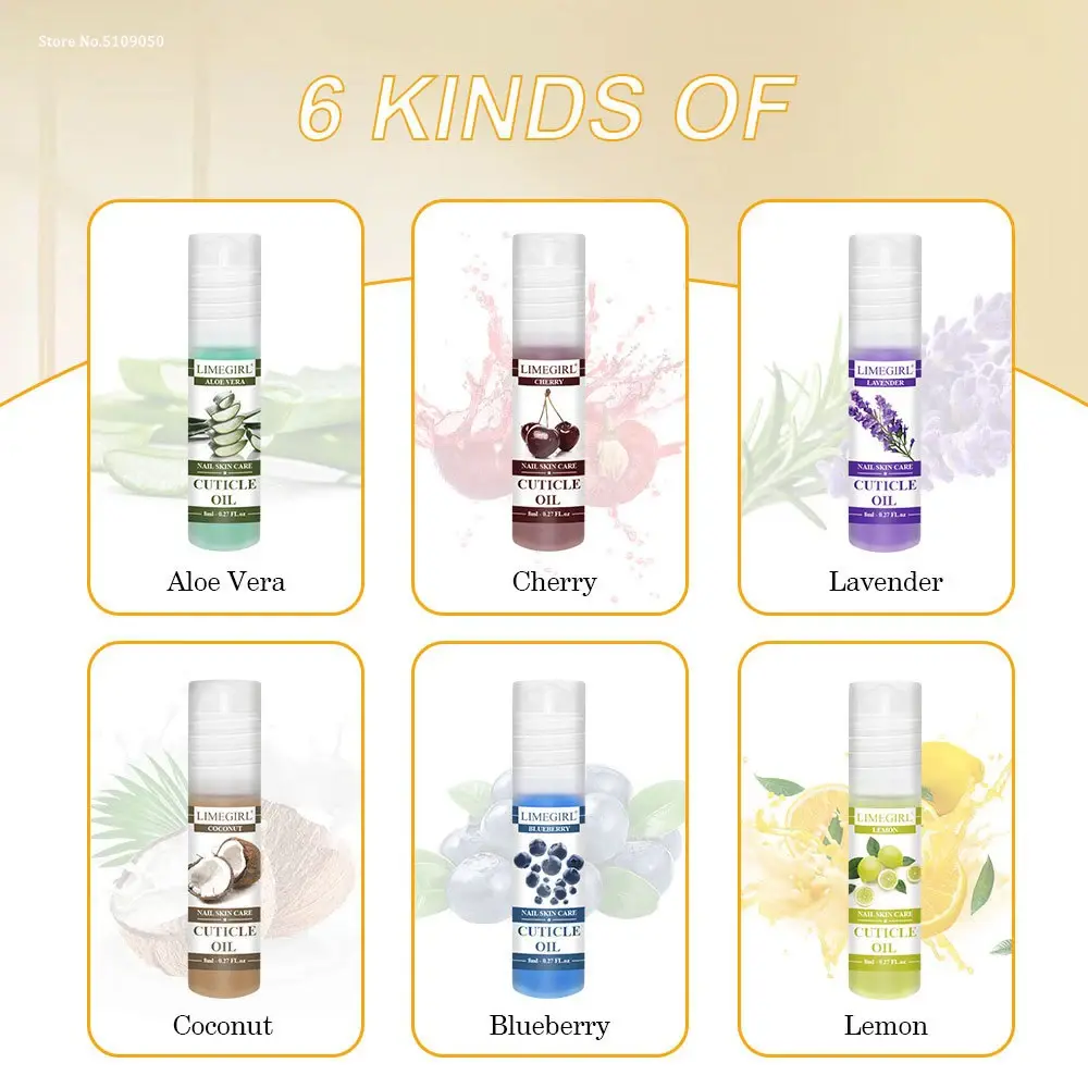 8ml Rolling Nail Cuticle Oil Cherry Flavor Nail Treatment Repair Oil Prevent Agnail Nail Polish Nutrition Skin Manicure Soften