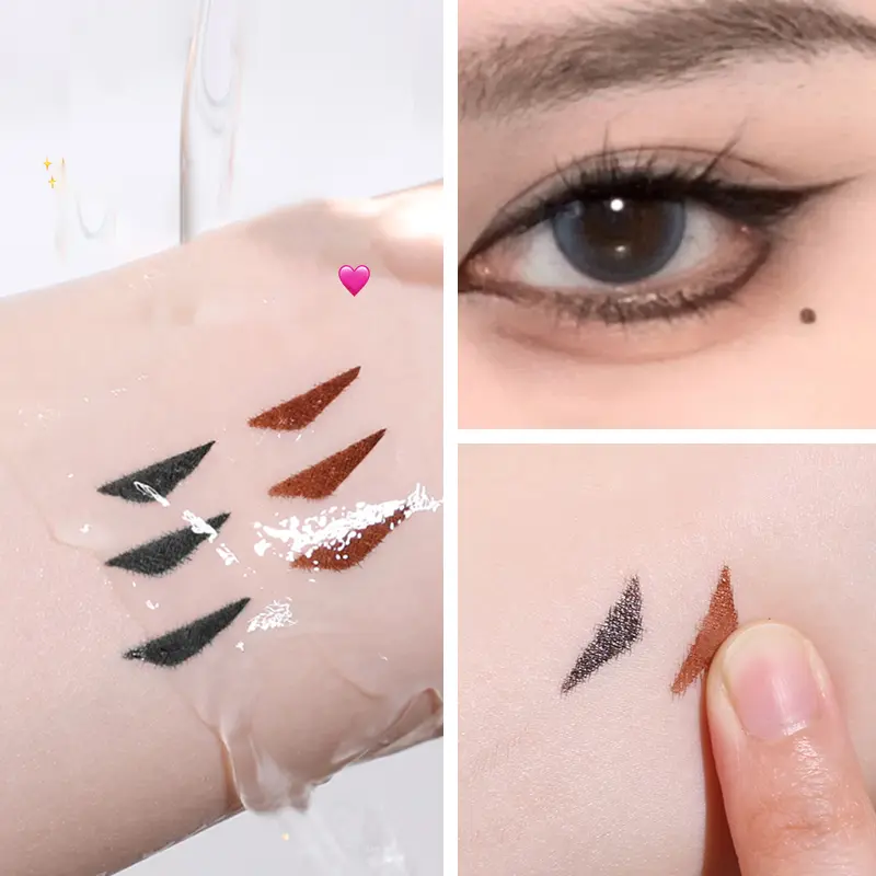 Left Right Stamp Eyeliner Pen Waterproof Triangle Tip Liquid Black Brown Eye Liner Extension Stamp Quick-drying Makeup Cosmetics