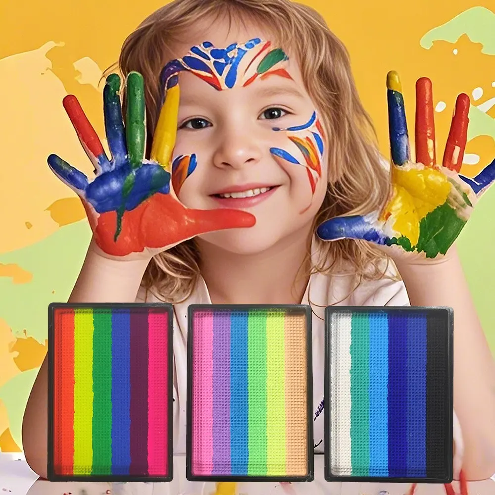 Rainbow Water Based Face Body Painting Palette Festive Washable 25g Non toxic One Stroke Face Paint Split Cakes Makeup Pigments