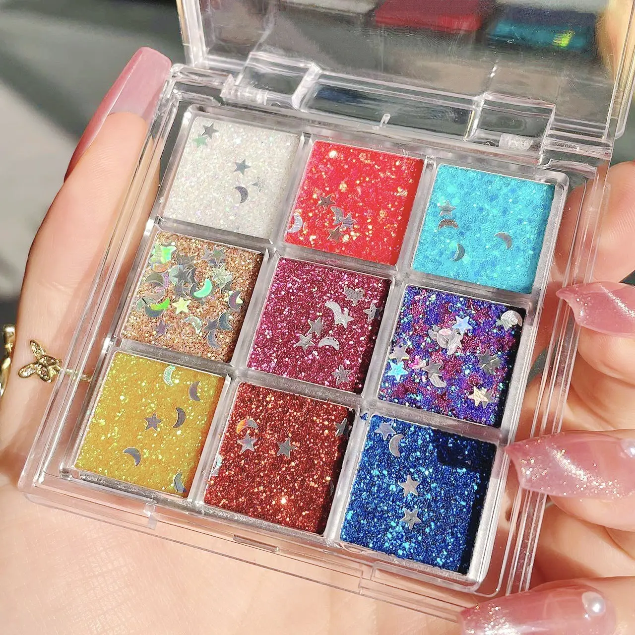 Glitter Gel for Eyes Hair Body Face Shimmer Diamond Eye Shadow Sequins Gel Cream Flashing Nail Stickers Festival Makeup Decor