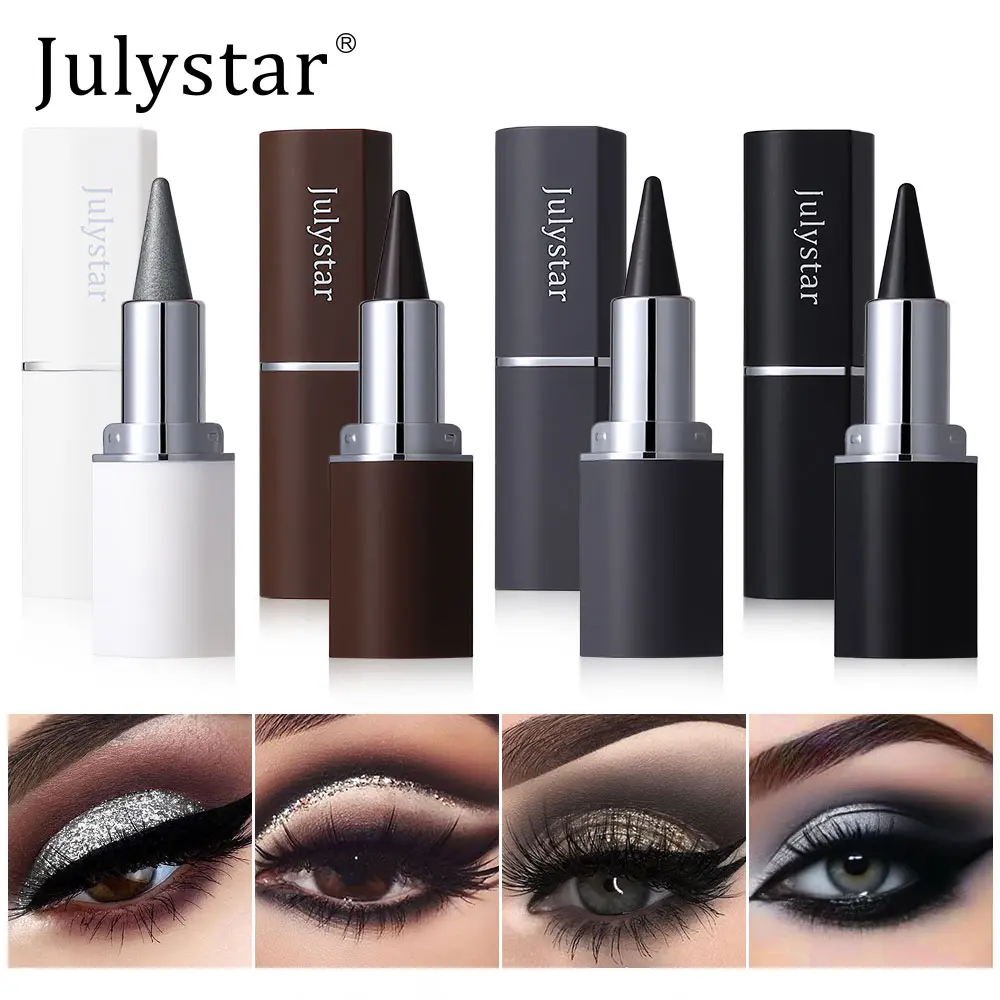 Metallic Silver Smoky Eyeliner Cream Stick Matte Brown Black Silky Smooth Pointed Solid Eye Liner Gel Pencil Waterproof Make Up