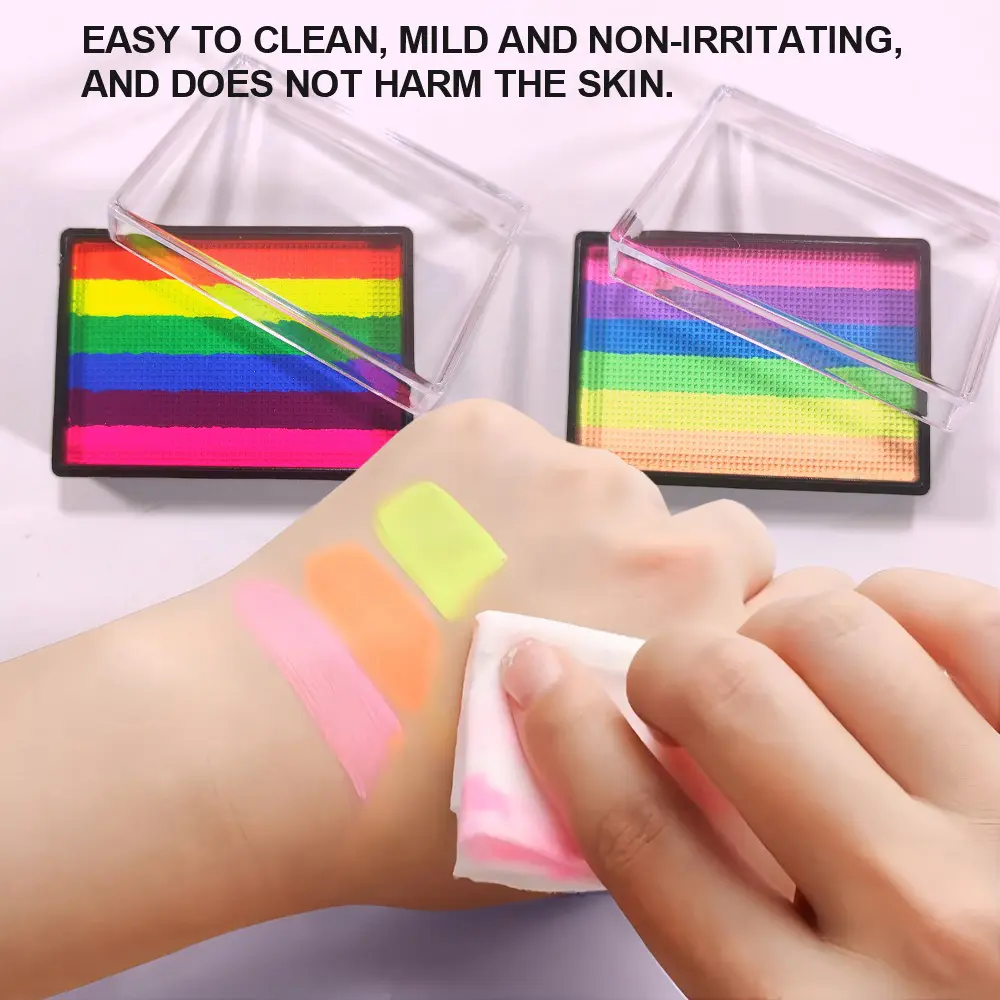 Rainbow Water Based Face Body Painting Palette Festive Washable 25g Non toxic One Stroke Face Paint Split Cakes Makeup Pigments