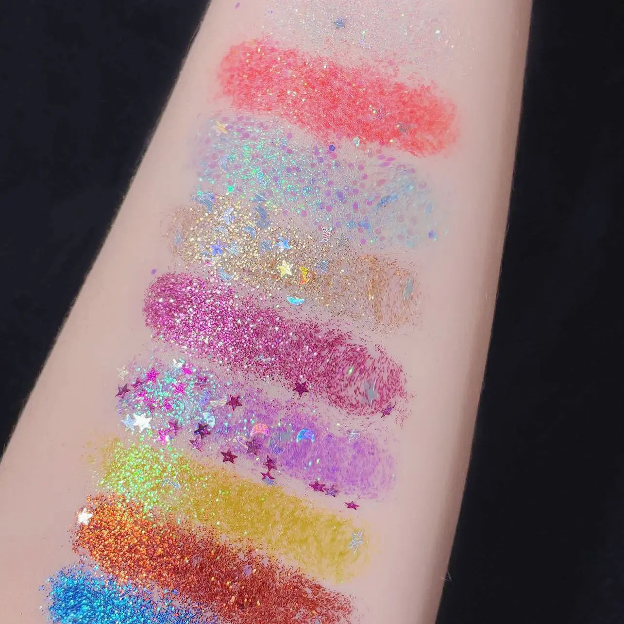 Glitter Gel for Eyes Hair Body Face Shimmer Diamond Eye Shadow Sequins Gel Cream Flashing Nail Stickers Festival Makeup Decor
