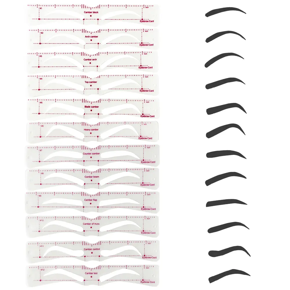 12Pcs/set Reusable Eyebrow Stencil Set Eye Brow DIY Drawing Guide Styling Shaping Grooming Template Card Easy Makeup