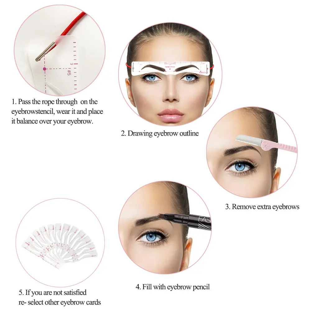12Pcs/set Reusable Eyebrow Stencil Set Eye Brow DIY Drawing Guide Styling Shaping Grooming Template Card Easy Makeup