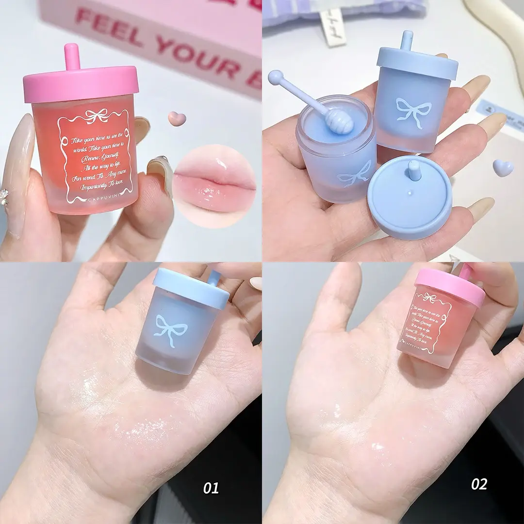 Juice Mug Moisturizing Lip Mask Hydrating Lightening Lip Lines Fruity Makeup Solid Tinted Lip Balm Jelly Gloss Jar Makeup