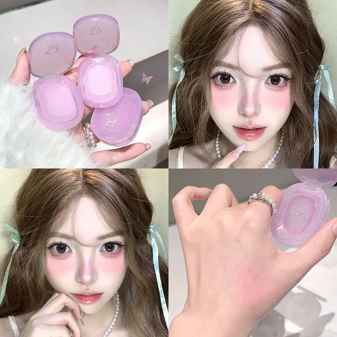 Jelly Fine Flash Blush Moisturizing Lip Cheek Dye Lip Gloss Long-lasting Brightening Natural Temperature Change Shimmer Blusher