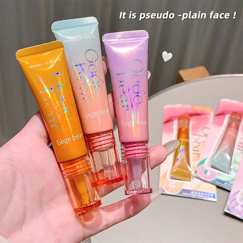 Fruit Extract Warm Lip Gloss Gel Nourishing Liquid Soft Tube Mirror Lip Tint Softening Keratin Grape Crystal Jelly Lip Balm