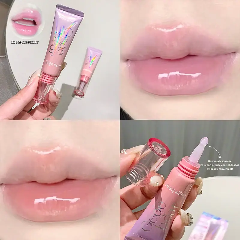 Fruit Extract Warm Lip Gloss Gel Nourishing Liquid Soft Tube Mirror Lip Tint Softening Keratin Grape Crystal Jelly Lip Balm
