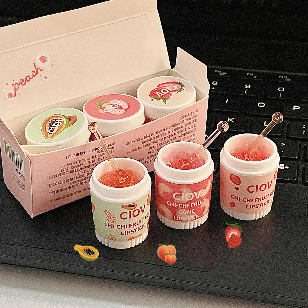 Jelly Peach Lip Balm Lips Care Lip Sleep Mask Hydrated Pink Lip Repair Nourish Protect Colorless Cute Sweet Lipstick Makeup Base