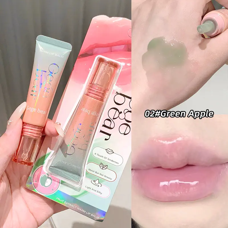 Fruit Extract Warm Lip Gloss Gel Nourishing Liquid Soft Tube Mirror Lip Tint Softening Keratin Grape Crystal Jelly Lip Balm