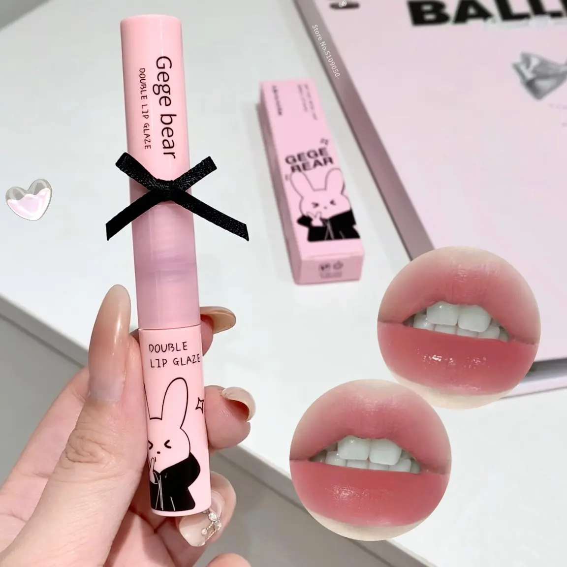 Double Head Lip Gloss Cute Mirror Glaze Honey Tea Jelly Lip Tint Moisturizing Overlay Makeup Silky Matte Tomato Red Lip Mud