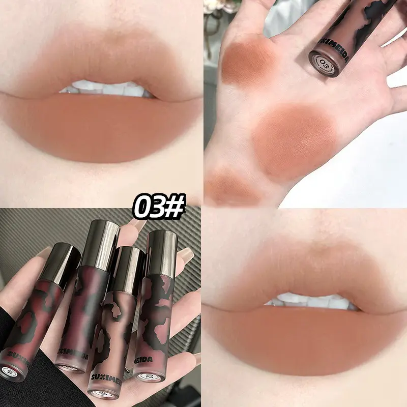 Punk Smoked Lip Gloss Dark Purple Matte Velvet Liquid Lipstick Nude Red Brown Lips Tint Mud Makeup Lip Glaze Cosmetic