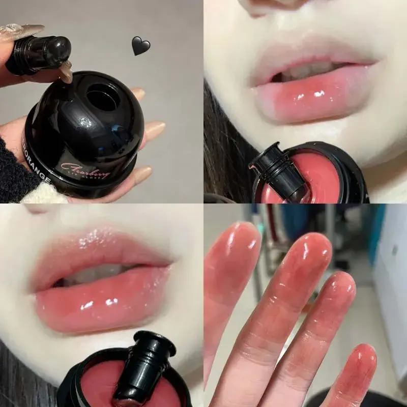 With Silicone Lip Brush Jelly Solid Lip Gloss Non-stick Mirror Lip Tint Lasting Makeup Moisturizing Canned Crystal Lipstick Mud