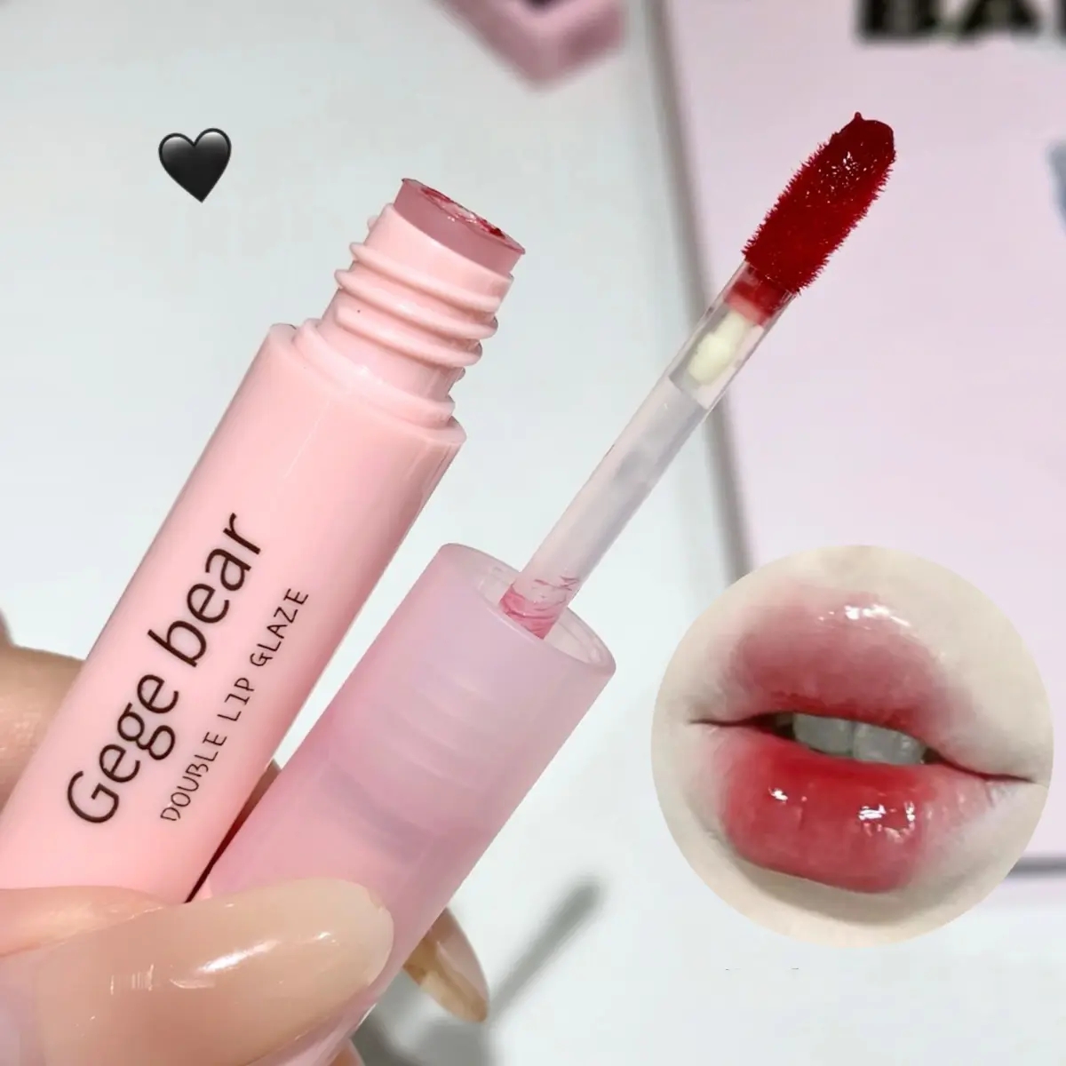 Double Head Lip Gloss Cute Mirror Glaze Honey Tea Jelly Lip Tint Moisturizing Overlay Makeup Silky Matte Tomato Red Lip Mud