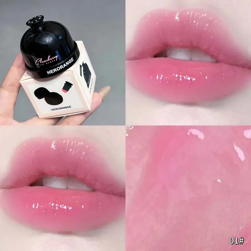 With Silicone Lip Brush Jelly Solid Lip Gloss Non-stick Mirror Lip Tint Lasting Makeup Moisturizing Canned Crystal Lipstick Mud