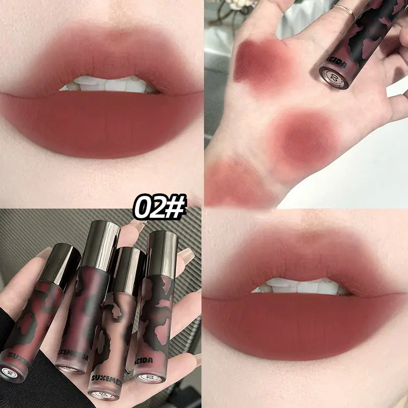 Punk Smoked Lip Gloss Dark Purple Matte Velvet Liquid Lipstick Nude Red Brown Lips Tint Mud Makeup Lip Glaze Cosmetic