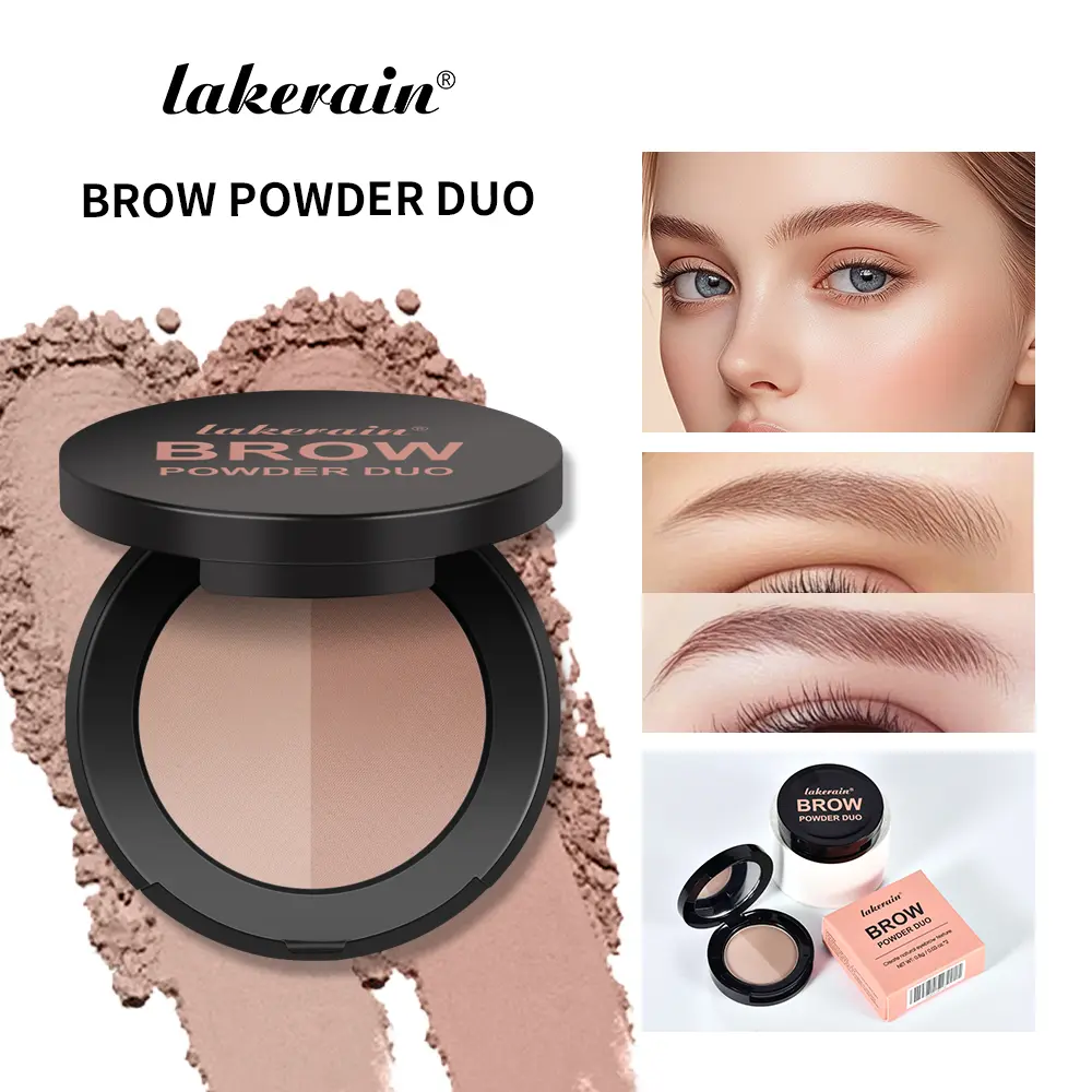 2-Color Eyebrow Powder Palette With Mirror Waterproof Natural Color Rendering Matte Brown Eyebrow Powder Long Lasting Makeup