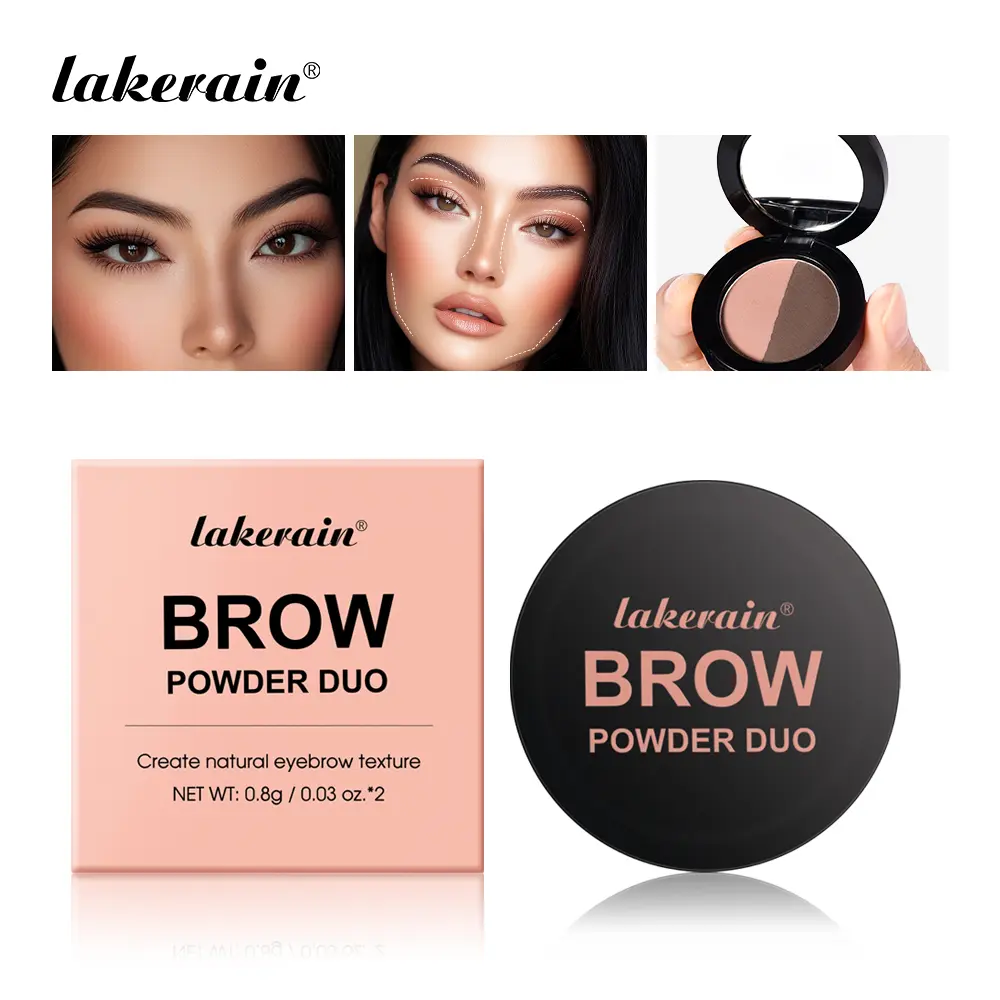 2-Color Eyebrow Powder Palette With Mirror Waterproof Natural Color Rendering Matte Brown Eyebrow Powder Long Lasting Makeup