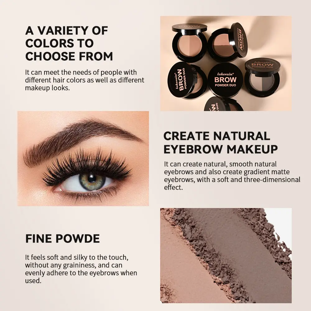 2-Color Eyebrow Powder Palette With Mirror Waterproof Natural Color Rendering Matte Brown Eyebrow Powder Long Lasting Makeup