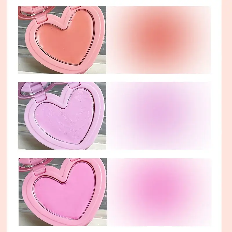 Love Heart Shape Blush Cream Monochrome Smooth Cheek Tint Mud Blusher Palette Natural Matte Pink Purple Orange Face Rouge