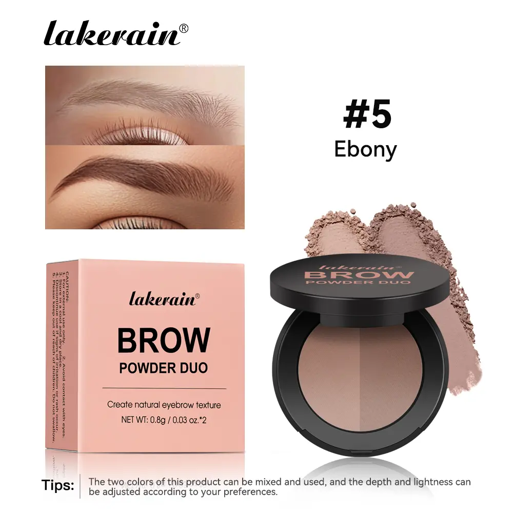 2-Color Eyebrow Powder Palette With Mirror Waterproof Natural Color Rendering Matte Brown Eyebrow Powder Long Lasting Makeup