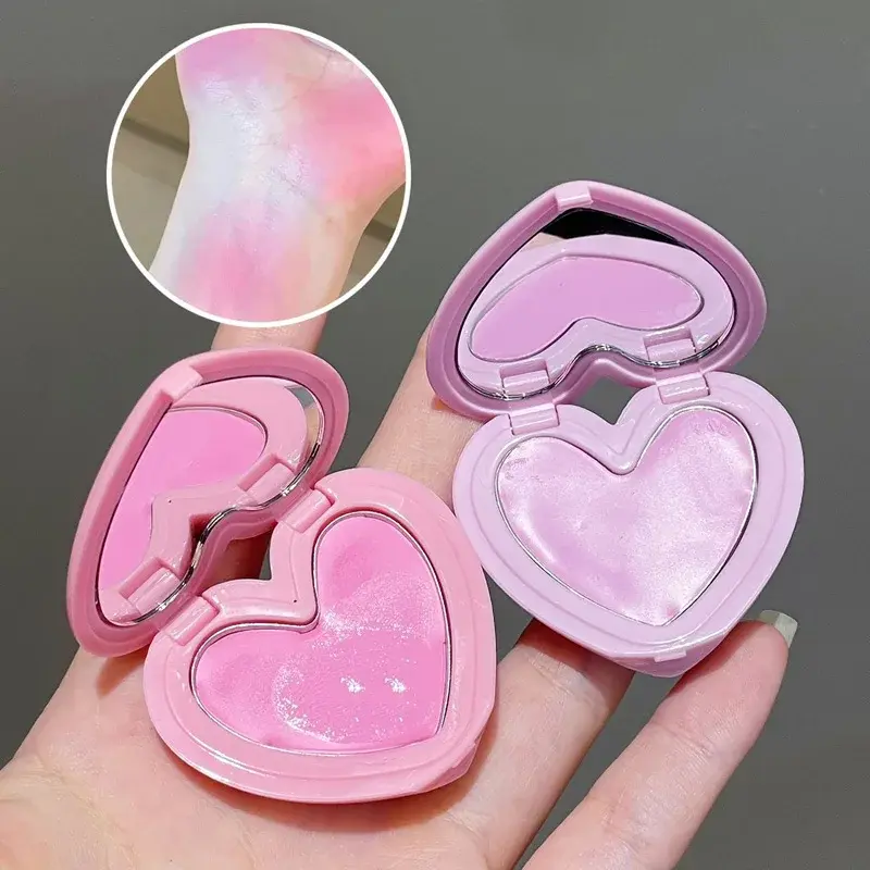 Love Heart Shape Blush Cream Monochrome Smooth Cheek Tint Mud Blusher Palette Natural Matte Pink Purple Orange Face Rouge