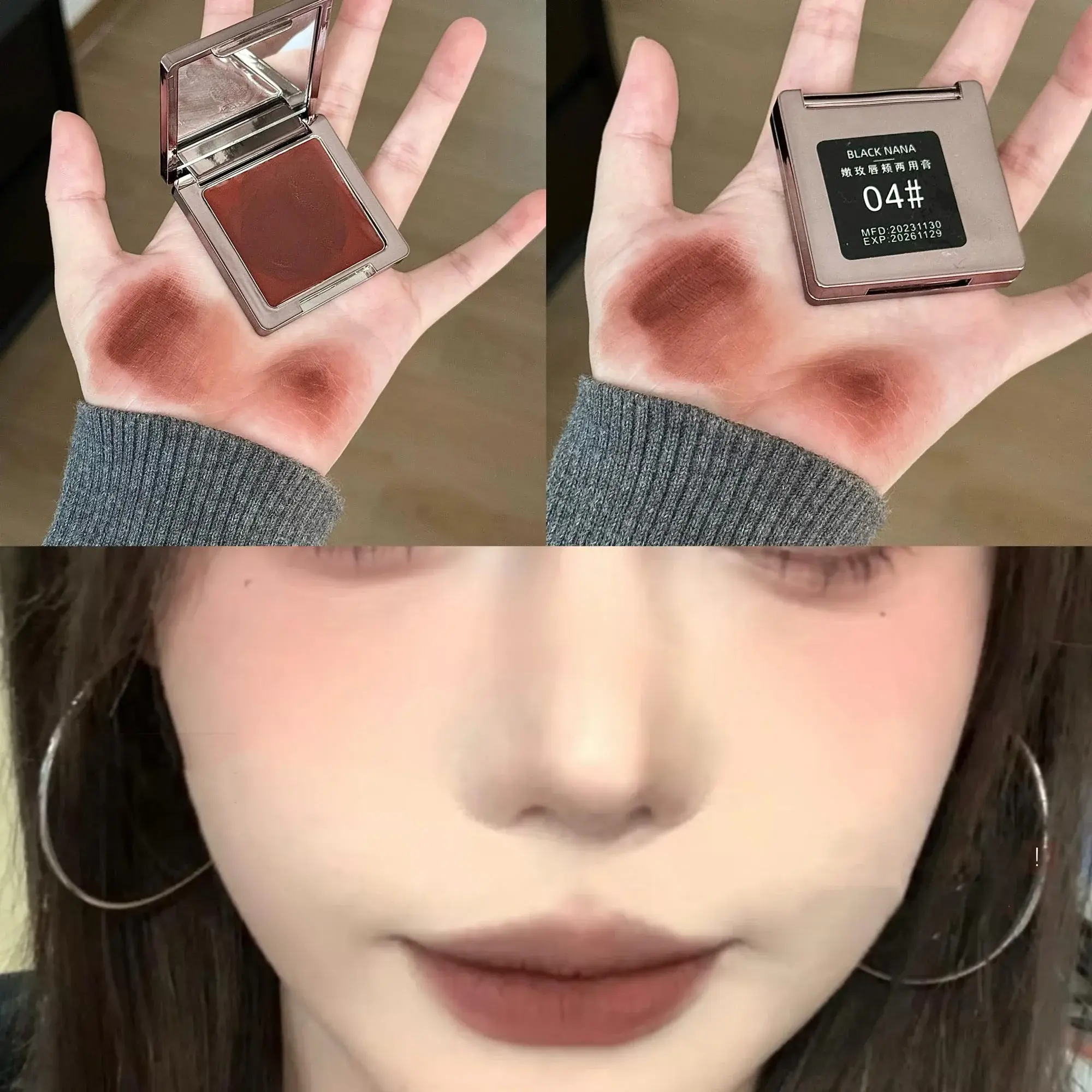 Lip & Cheek Dual-use Cream Mud Matte Mist Velvet Lipstick Dark Red Brown Jelly Filling Solid Lip Gloss Blush Cream Tint Makeup