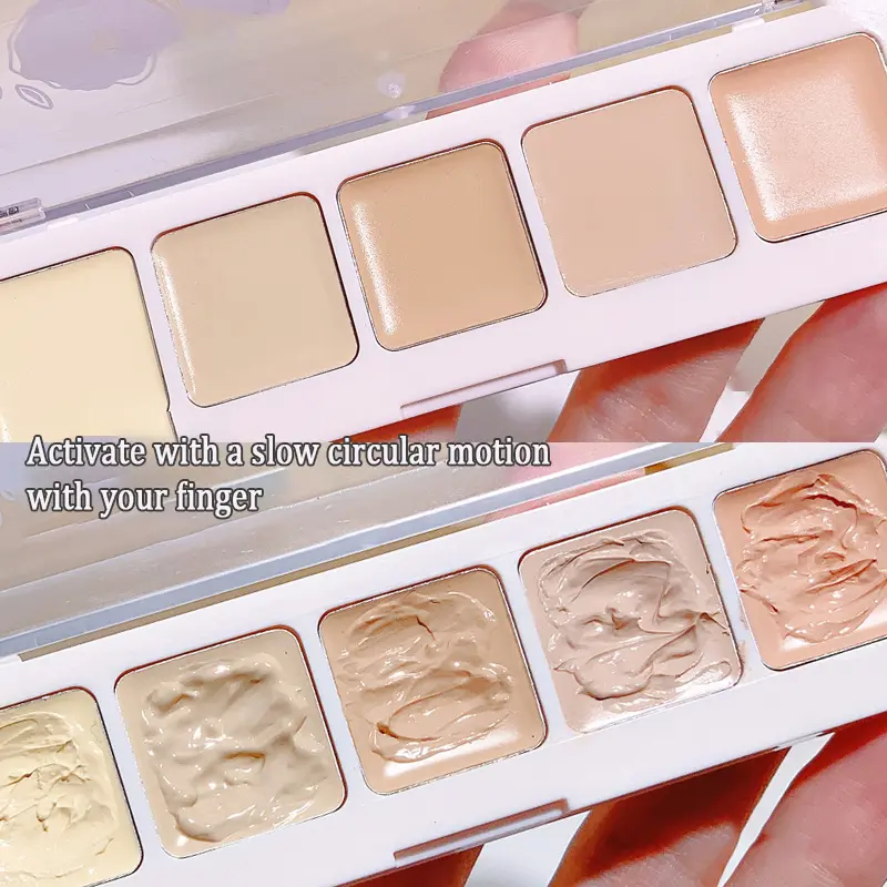 Five-color Concealer Palette Moisturize Natural Facial Cream Cover Dark Circles Acne Professional Makeup Cosmetic Even Skin Tone
