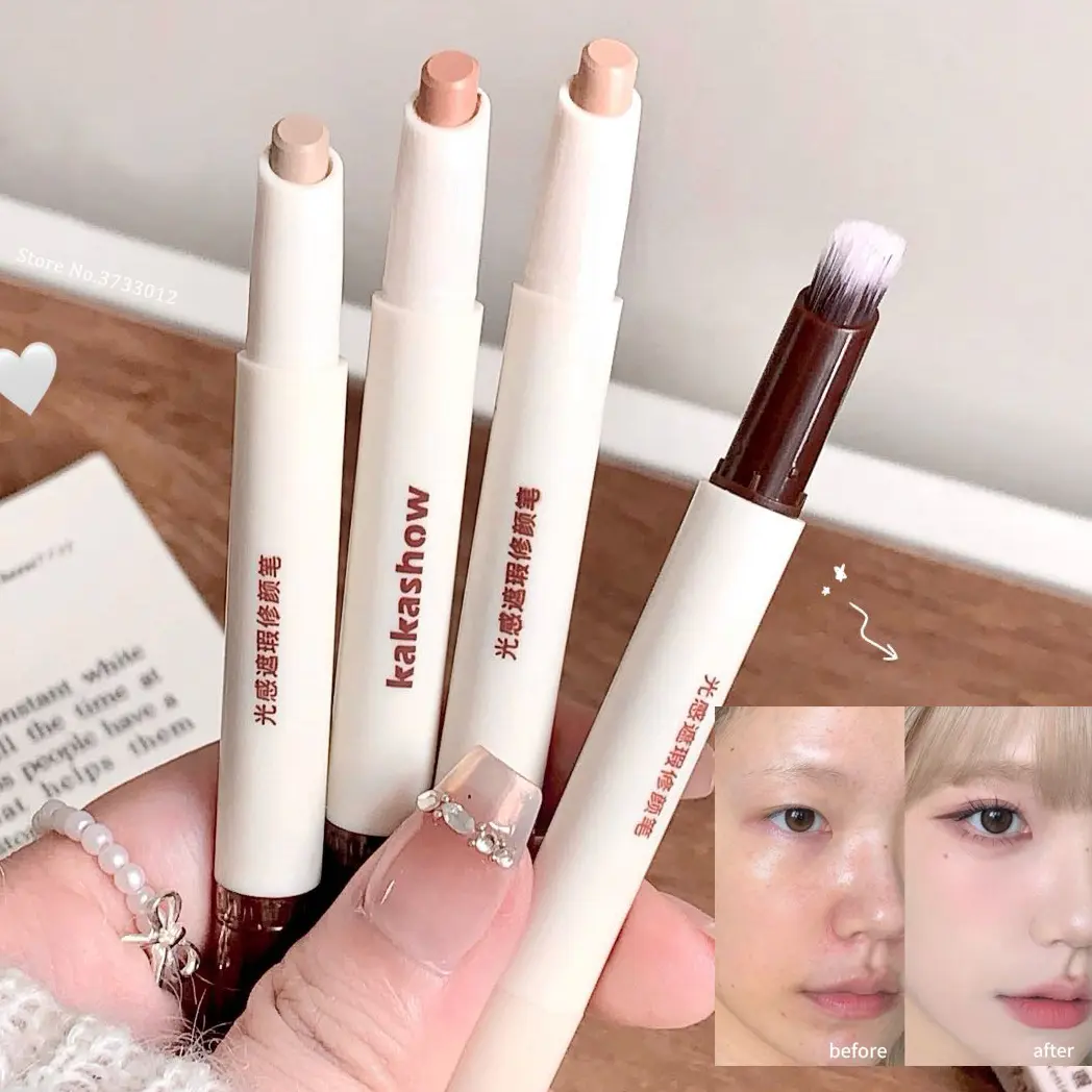 Double head Concealer Pen With Halo Dye Brush Soft Cream Detail Covering Acne Dark Circles Even Skin Tone Brightening Foundation