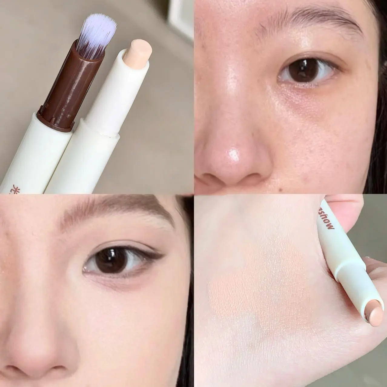 Double head Concealer Pen With Halo Dye Brush Soft Cream Detail Covering Acne Dark Circles Even Skin Tone Brightening Foundation